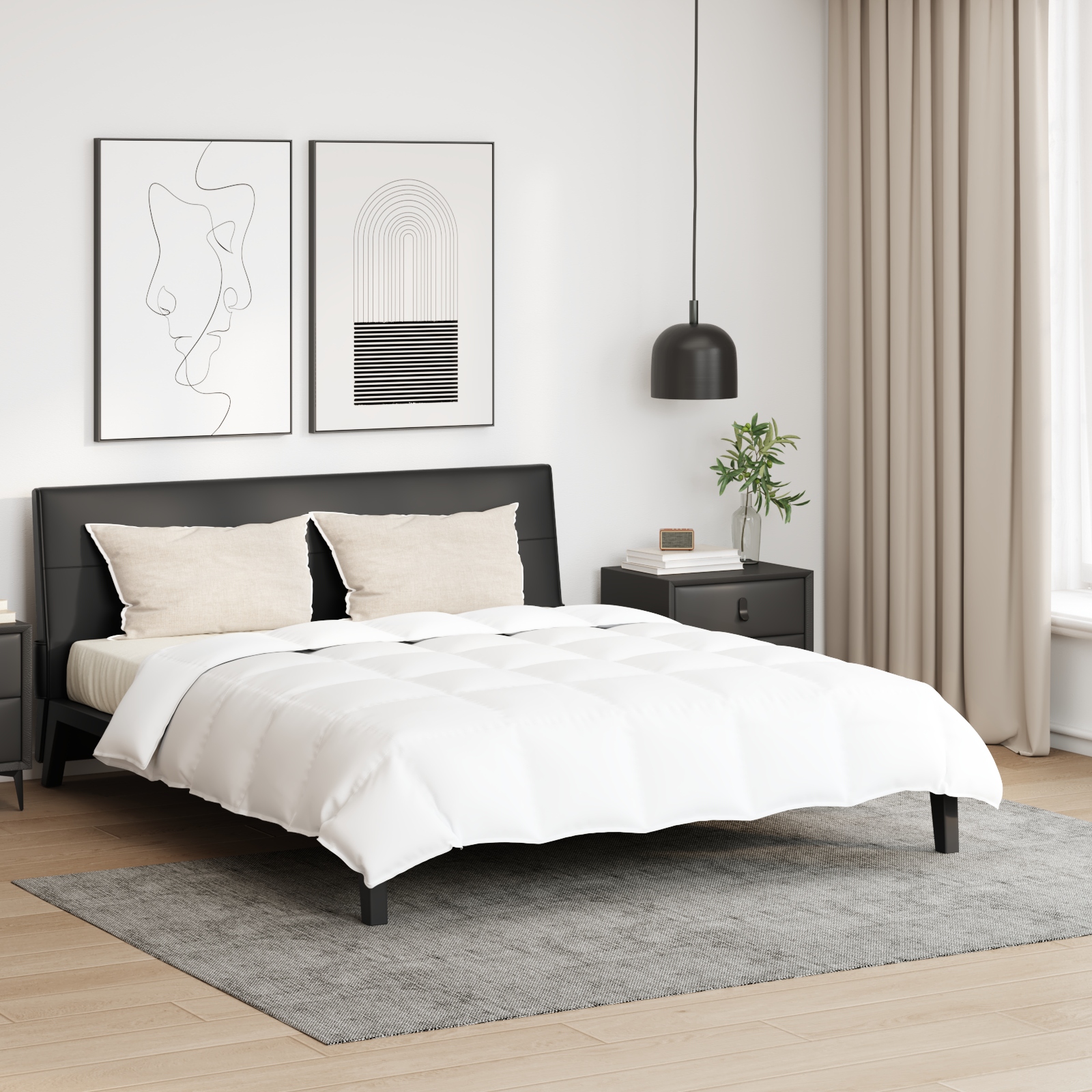 Bettdecke mit Kissen 3 pcs Weiß 200 x 220 cm Daunen