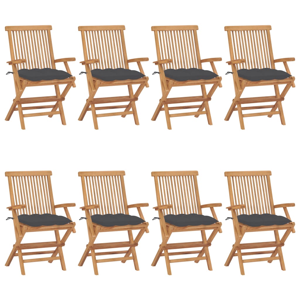 Gartenstühle mit Anthrazit Kissen 8 Stk. Massivholz Teak Gartenstühle mit Anthrazit Kissen 8 Stk. Massivholz Teak