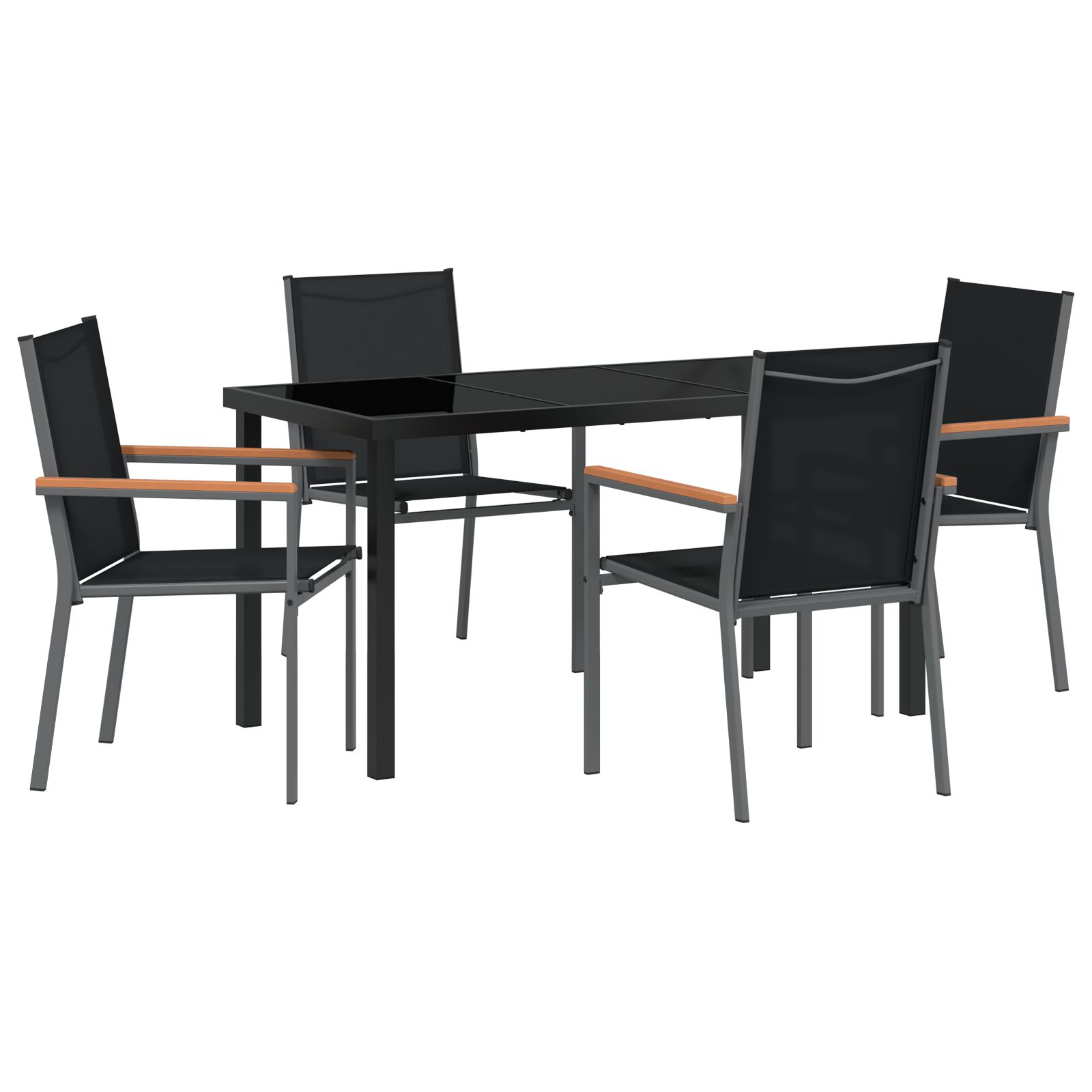 5-teiliges Garten-Dining-Set Schwarz Textilene und Stahl 5-teiliges Garten-Dining-Set Schwarz Textilene und Stahl