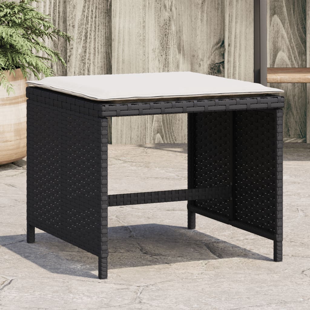 Gartenhocker mit Kissen 4 Stk. Schwarz 40x40x35 cm Poly Rattan Gartenhocker mit Kissen 4 Stk. Schwarz 40x40x35 cm Poly Rattan