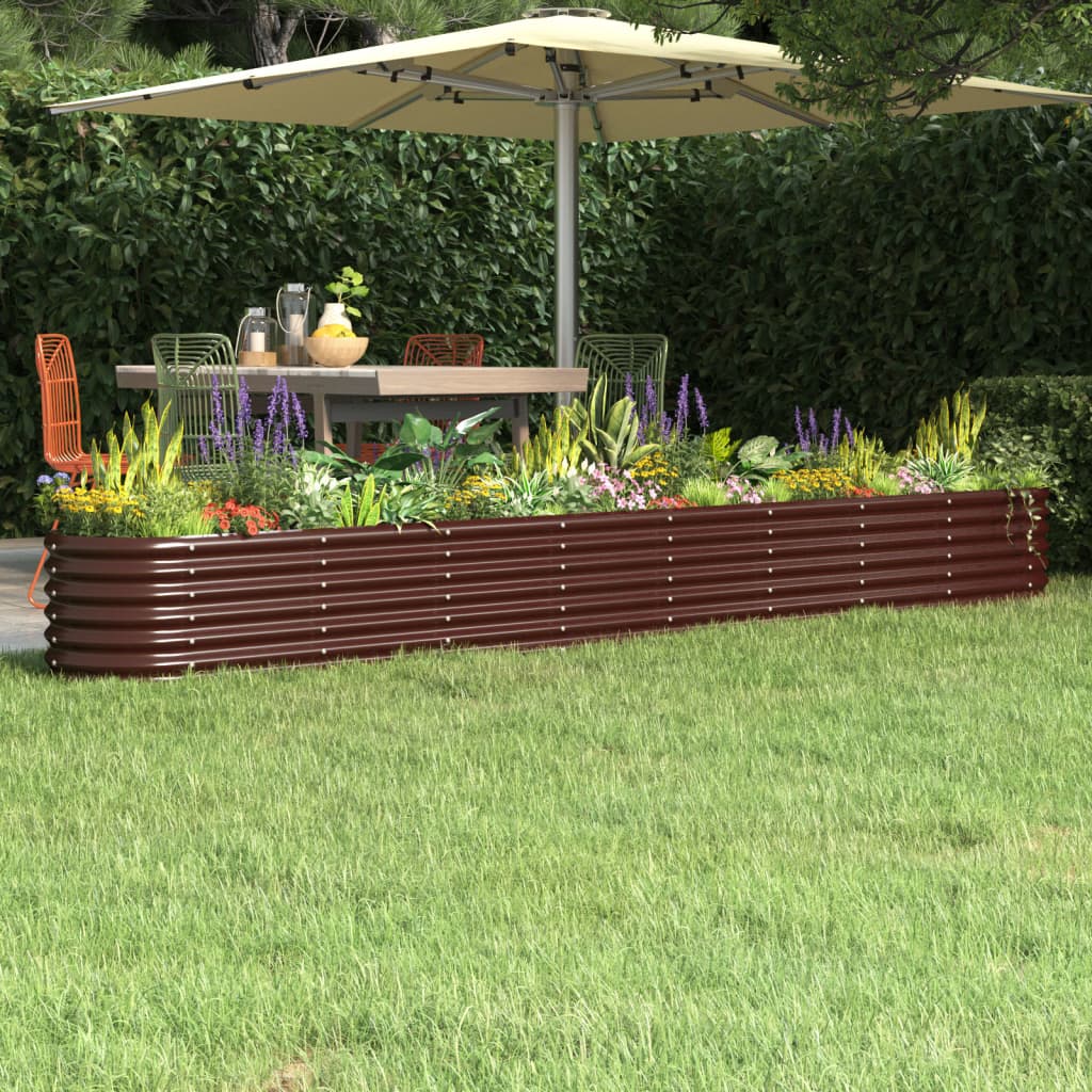 Hochbeet Pulverbeschichteter Stahl 332x40x36 cm Braun Hochbeet Pulverbeschichteter Stahl 332x40x36 cm Braun