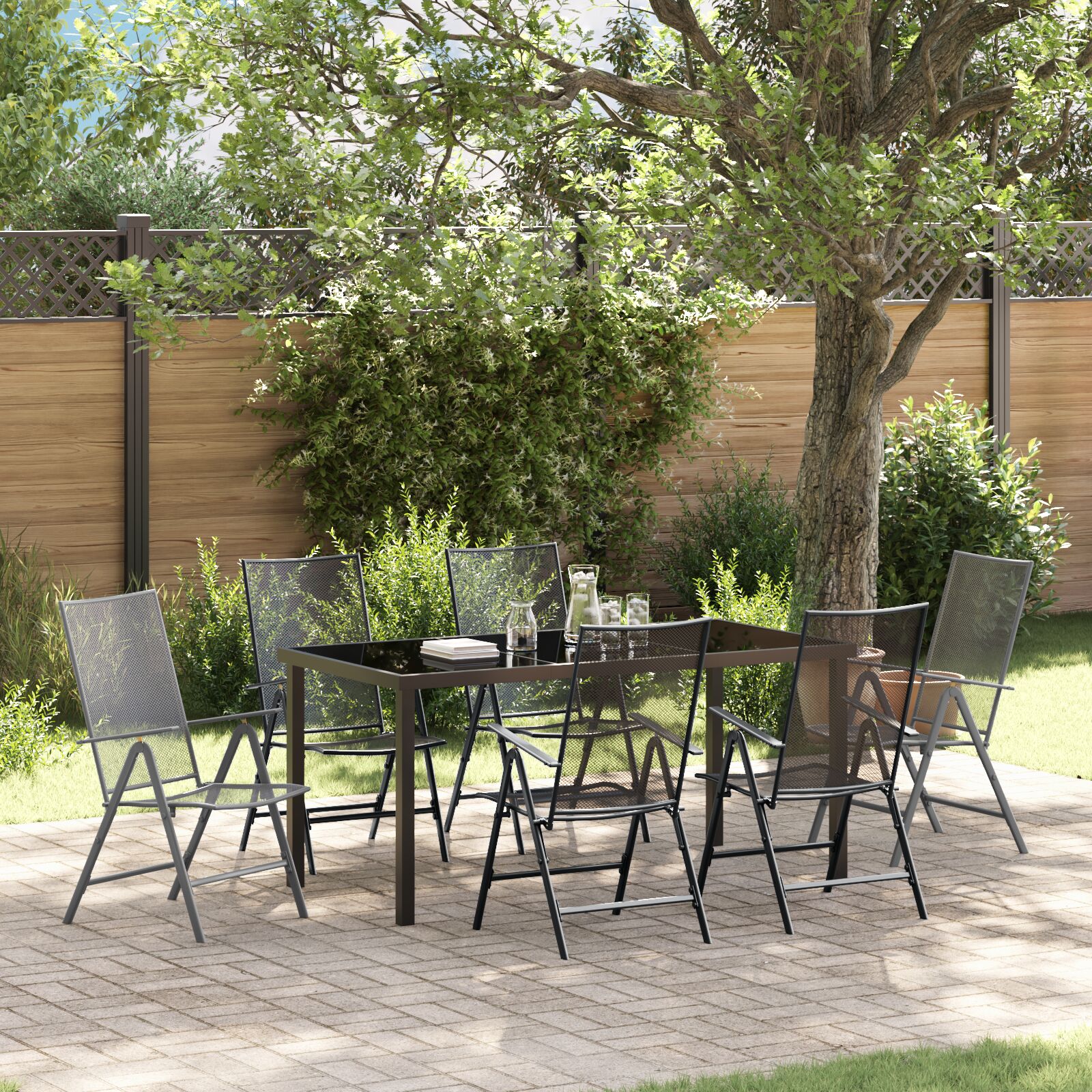 7-teiliges Gartentisch-Set Anthrazit Stahl 7-teiliges Gartentisch-Set Anthrazit Stahl