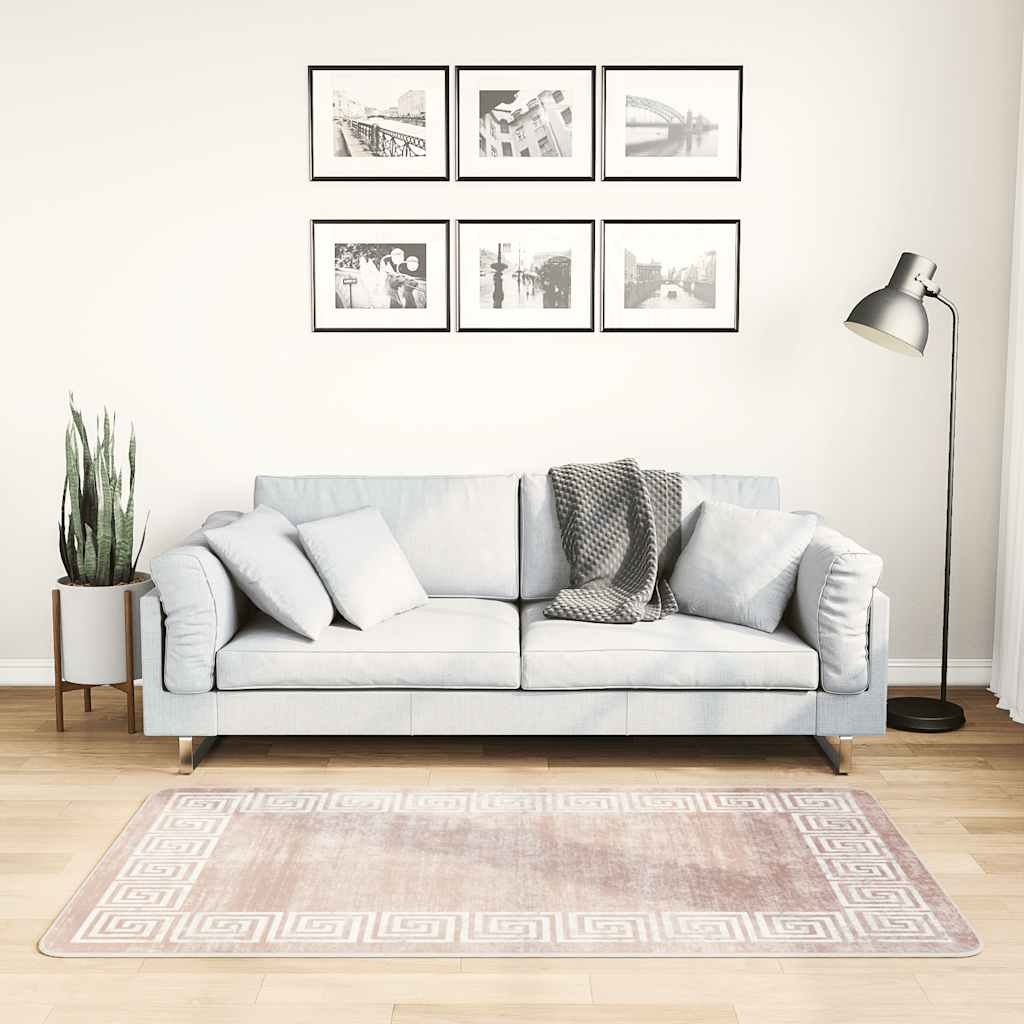 Teppich Waschbar 80x150 cm Beige Rutschfest