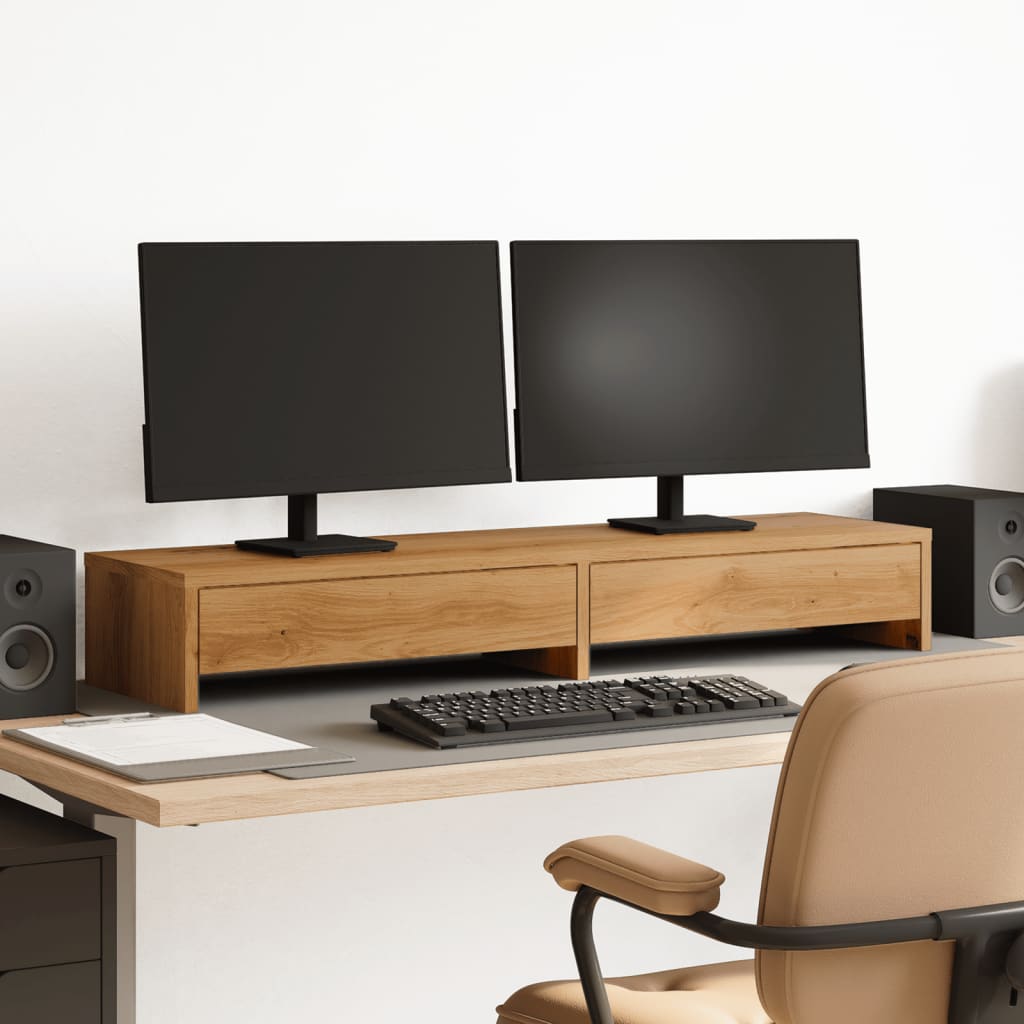 Monitorständer mit Schubladen Artisan-Eiche 100x27x15 cm Monitorständer mit Schubladen Artisan-Eiche 100x27x15 cm