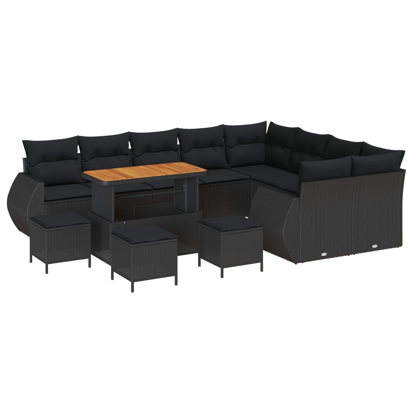 13-teiliges Garten Sofa Set mit Kissen Schwarz Poly Rattan Akazie, 4-teiliges Garten Essset mit Kissen Schwarz Poly Rattan Akazie 13-teiliges Garten Sofa Set mit Kissen Schwarz Poly Rattan Akazie, 4-teiliges Garten Essset mit Kissen Schwarz Poly Rattan Akazie