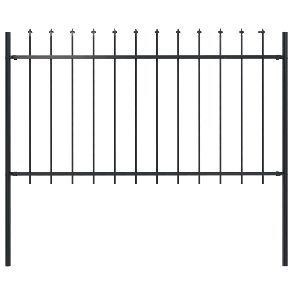 Gartenzaun mit Speerspitzen Stahl 1,7 x 1 m Schwarz