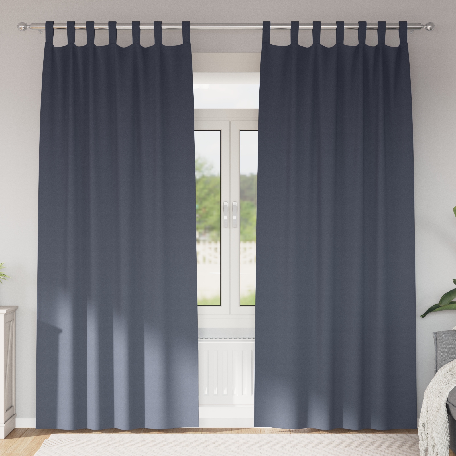 Verdunkelungsvorhänge 2 pcs Anthrazit 225 x 140 cm Polyester