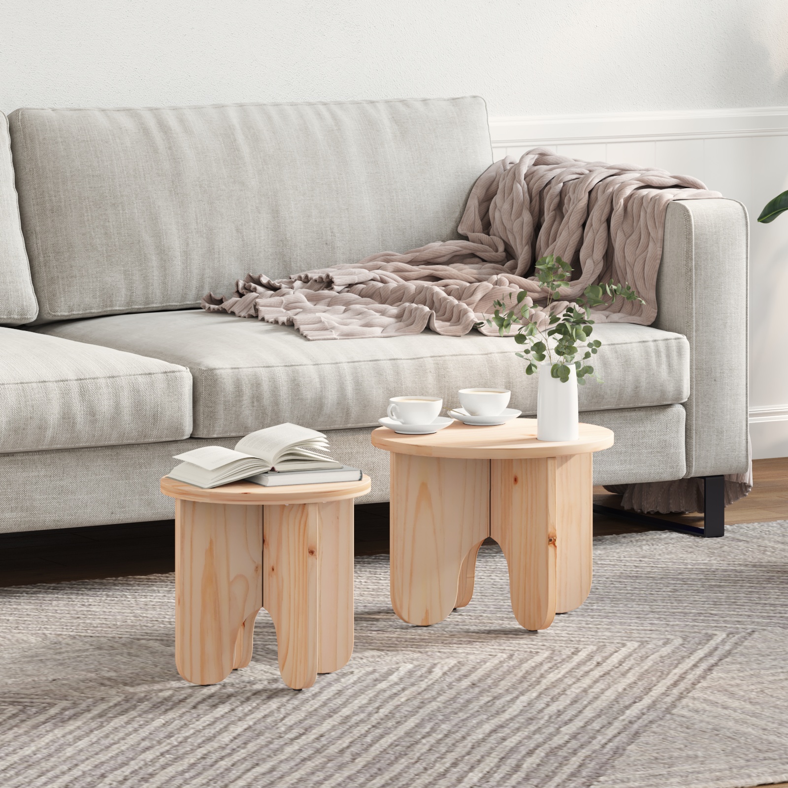 Kaffeetisch Set 2 pcs Natur 39.5 x 39.5 x 30 cm Massivkiefer