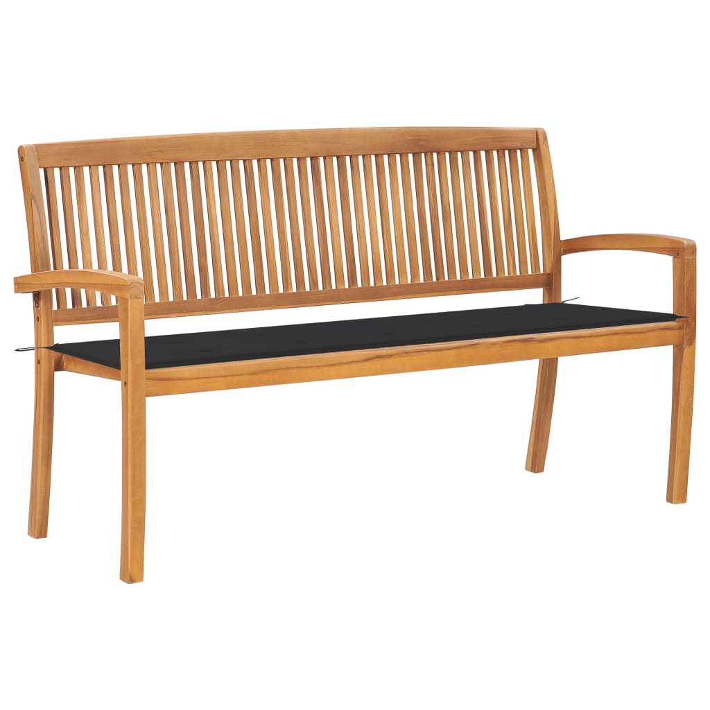 Stapelbare Gartenbank mit Auflage 159 cm Massivholz Teak Stapelbare Gartenbank mit Auflage 159 cm Massivholz Teak