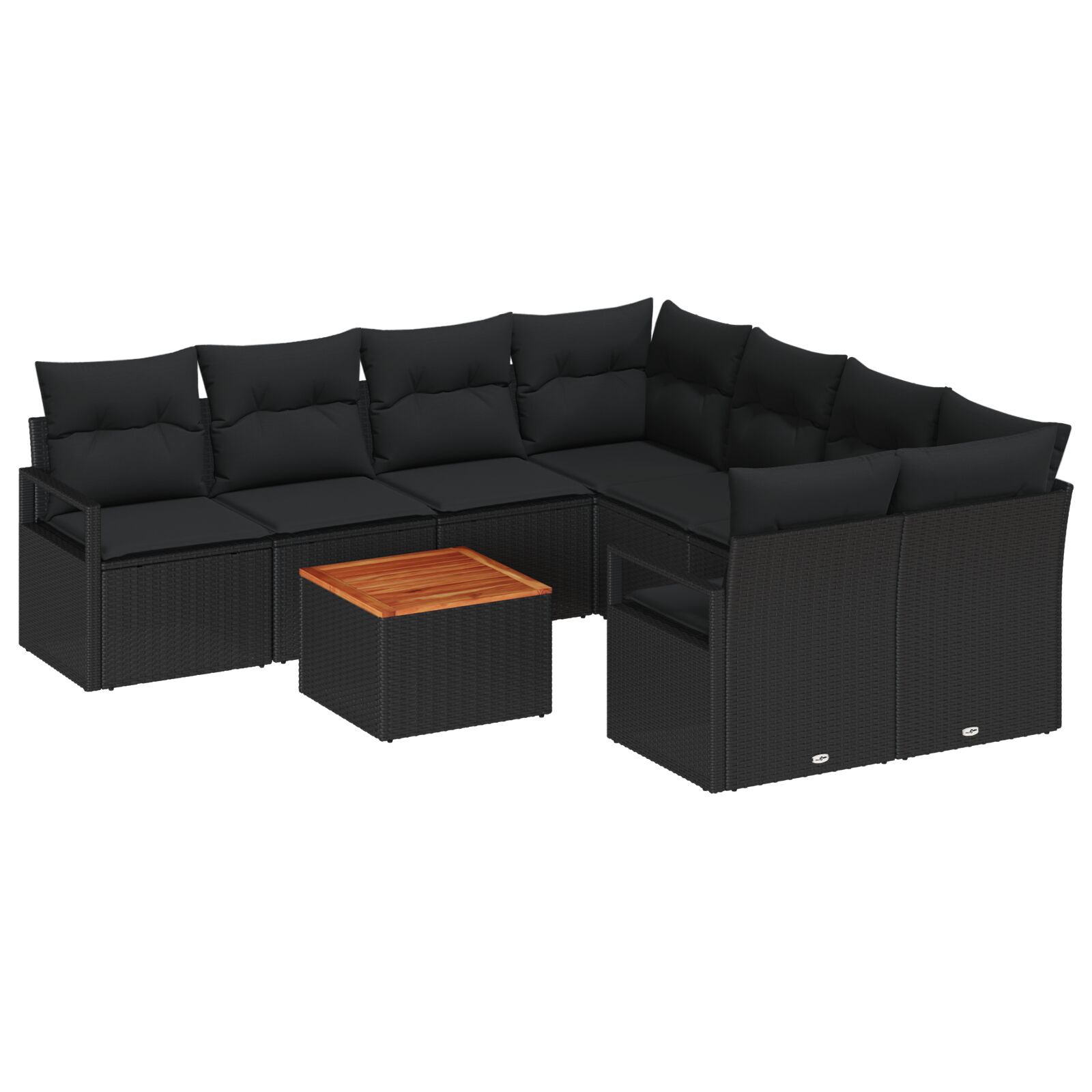 9-teiliges Garten-Sofa-Set mit Kissen Schwarz Poly-Rattan Akazie, Zweisitzer Garten-Sofa mit Kissen Schwarz Poly-Rattan 9-teiliges Garten-Sofa-Set mit Kissen Schwarz Poly-Rattan Akazie, Zweisitzer Garten-Sofa mit Kissen Schwarz Poly-Rattan