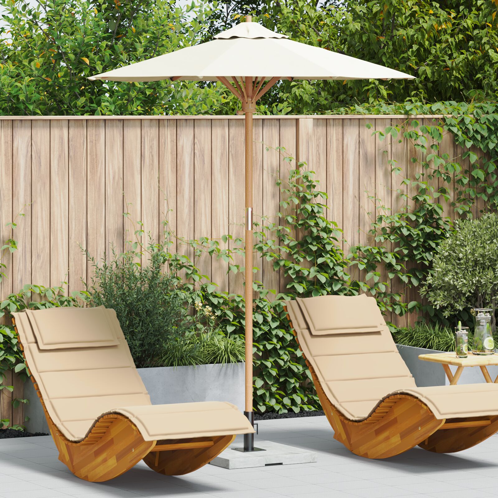 vidaXL Garten-Schirm Cremeweiß 180x230 cm aus Bambus