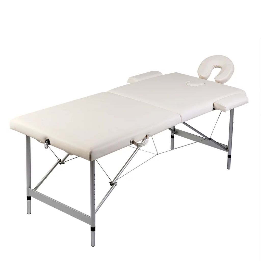 Massageliege Klappbar 2-Zonen mit Aluminiumgestell Cremeweiß Massageliege Klappbar 2-Zonen mit Aluminiumgestell Cremeweiß
