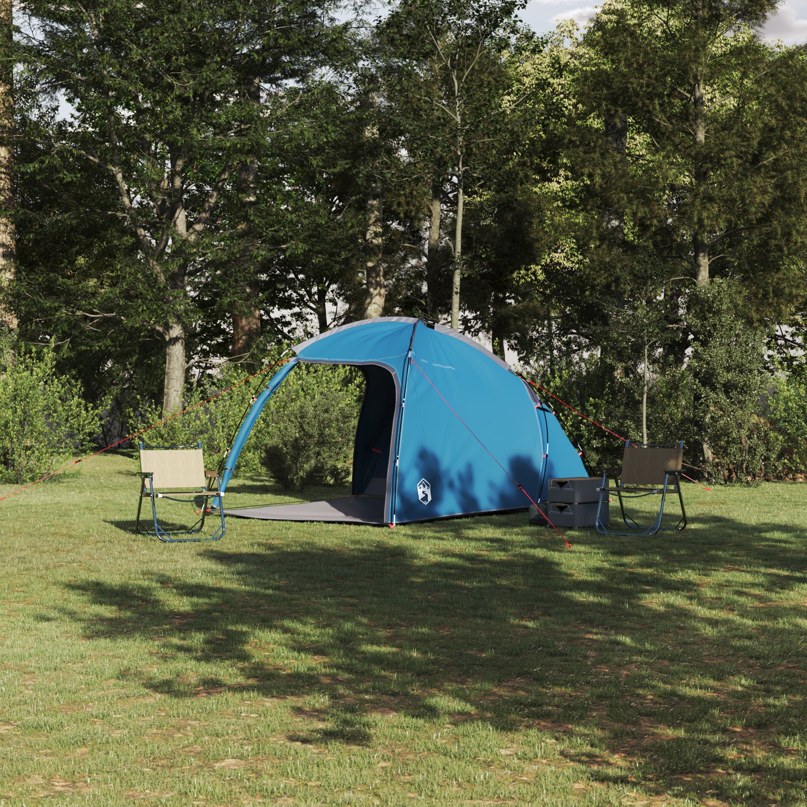 Zelt mit Dach mit Luftentlüftung Blau Mittel Polyester und Fiberglas