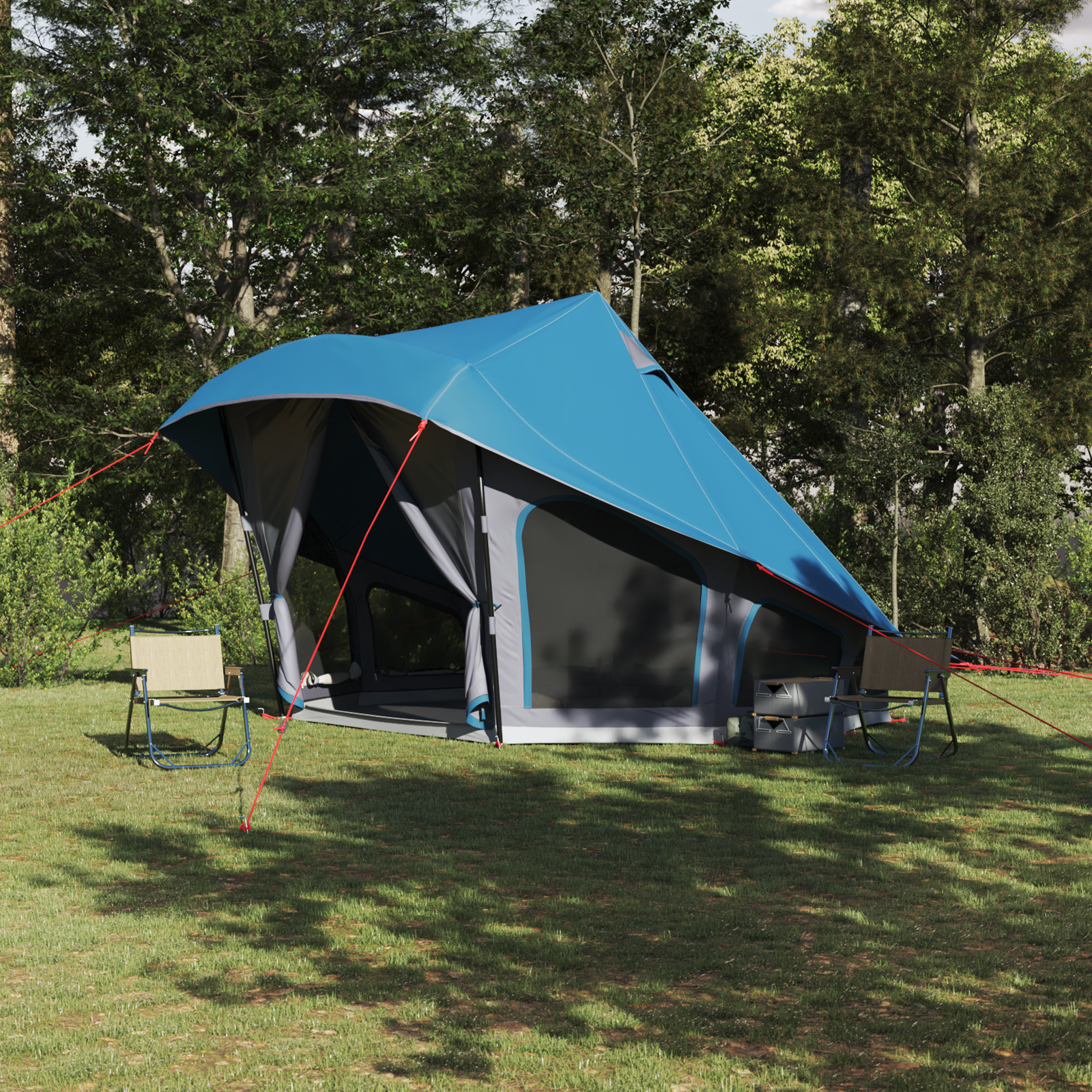 Familienzelt Tipi Blau 10-Personen wasserdicht