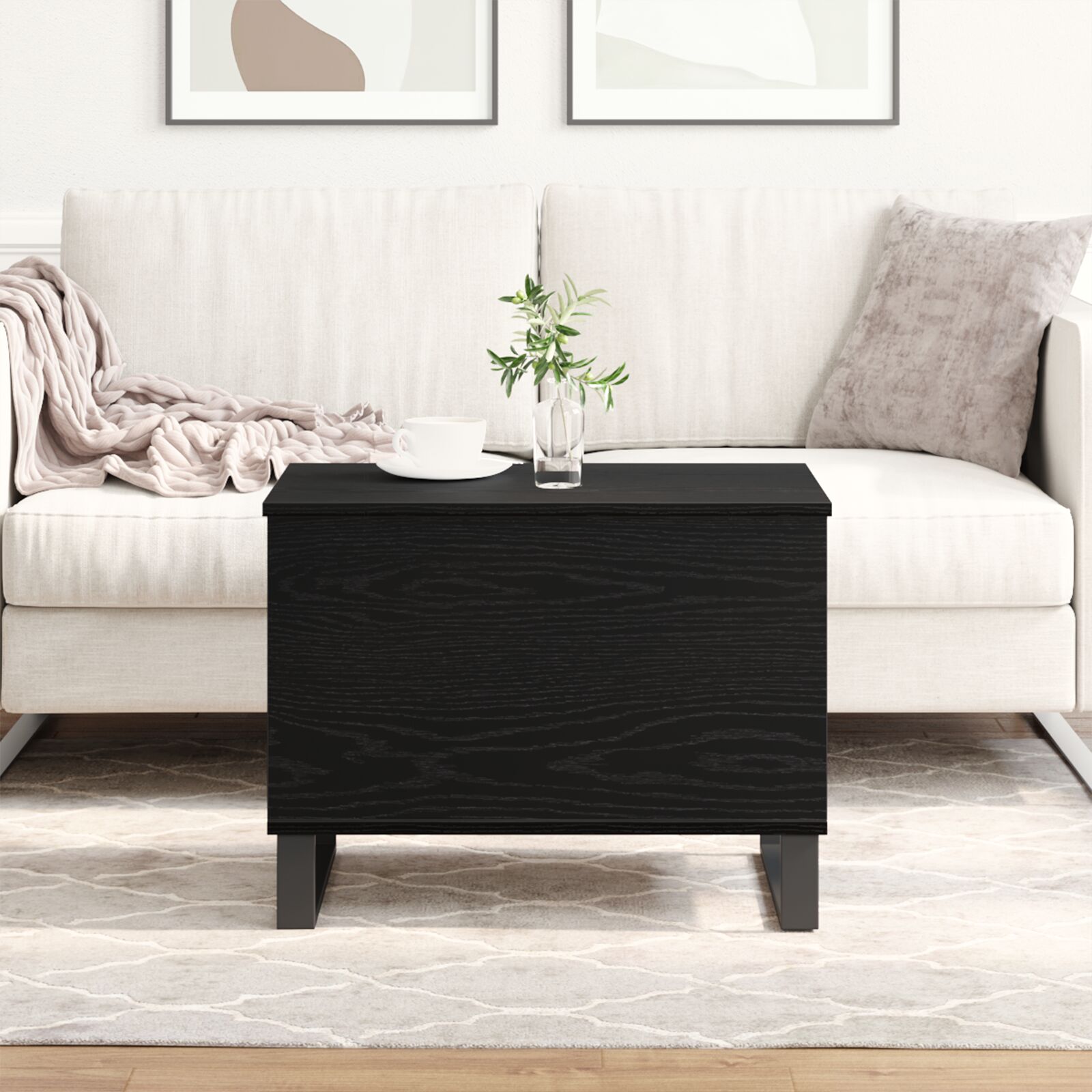 vidaXL Couchtisch mitLift-Oberfläche Schwarz Eiche 60x44,5x45 cm Holzwerkstoff