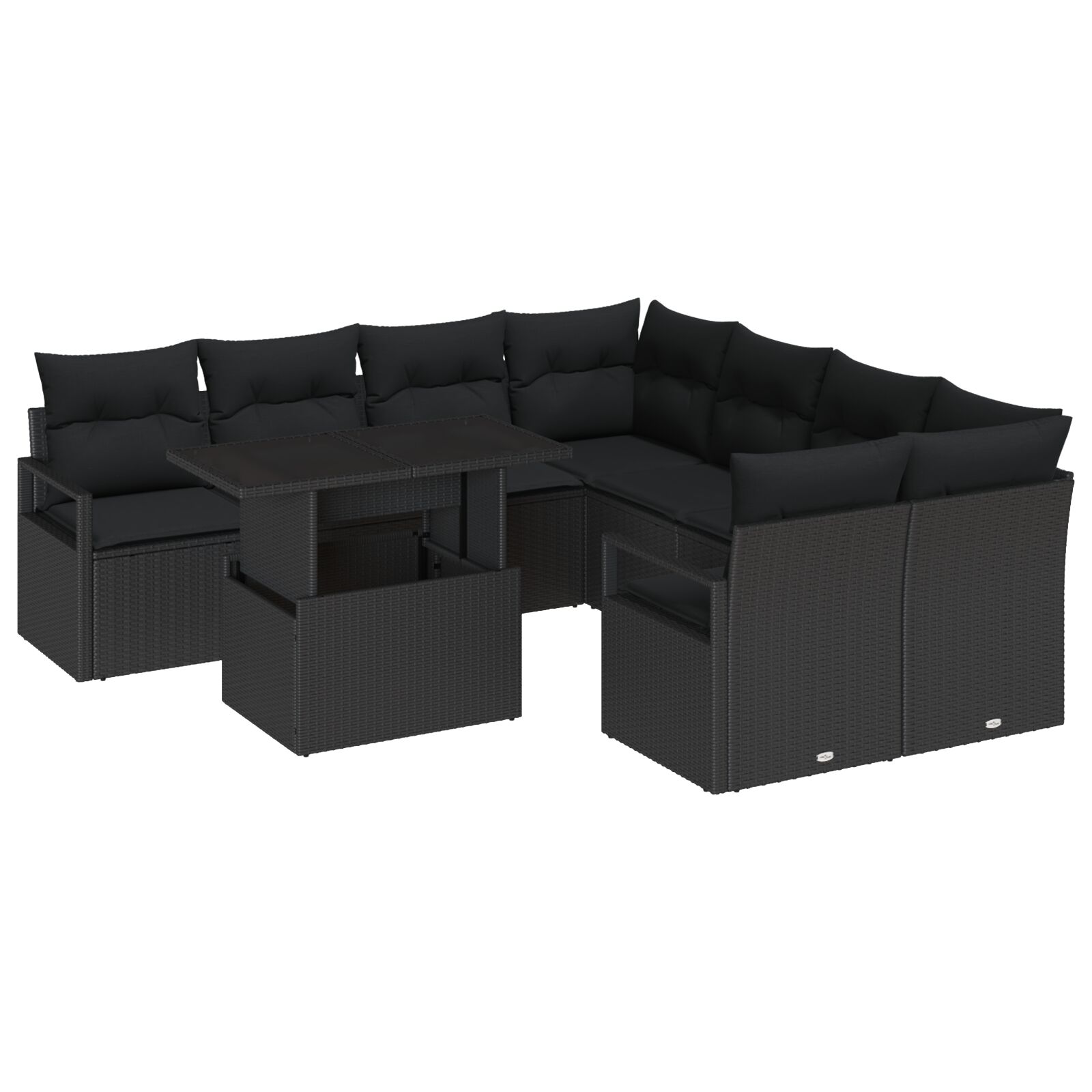 9-teiliges Garten Sofa Set mit Kissen Schwarz Poly-Rattan, 2-Sitzer Garten Sofa mit Kissen Schwarz Poly-Rattan 9-teiliges Garten Sofa Set mit Kissen Schwarz Poly-Rattan, 2-Sitzer Garten Sofa mit Kissen Schwarz Poly-Rattan