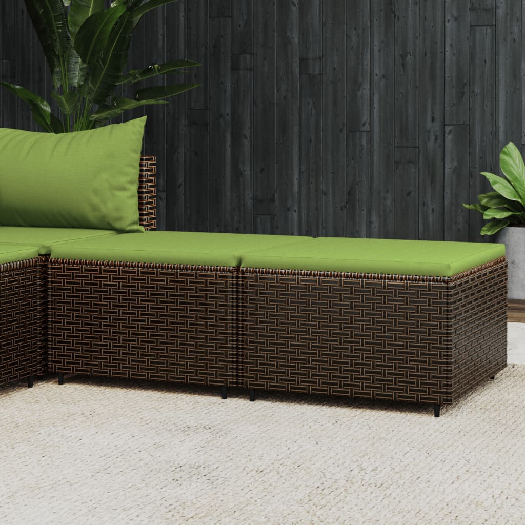 Gartenhocker mit Kissen 2 Stk. Braun Poly Rattan Gartenhocker mit Kissen 2 Stk. Braun Poly Rattan
