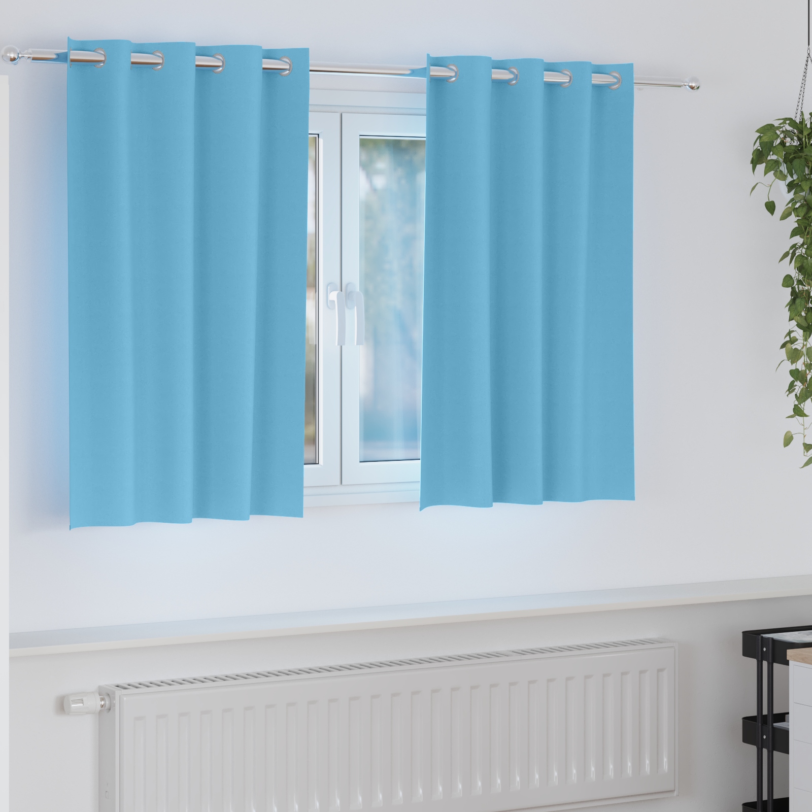 Vorhänge mit Vorhängen 2 pcs Hellblau 140 x 140 cm Polyester