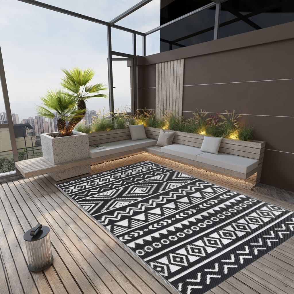 Outdoor-Teppich Schwarz 190x290 cm PP