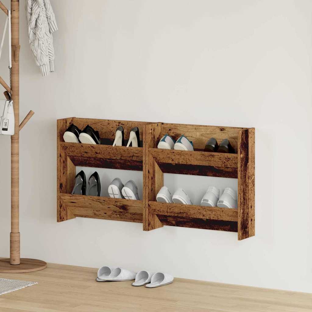Wandschuhschränke 2 pcs Altholz 60 x 18 x 60 cm Holzwerkstoff