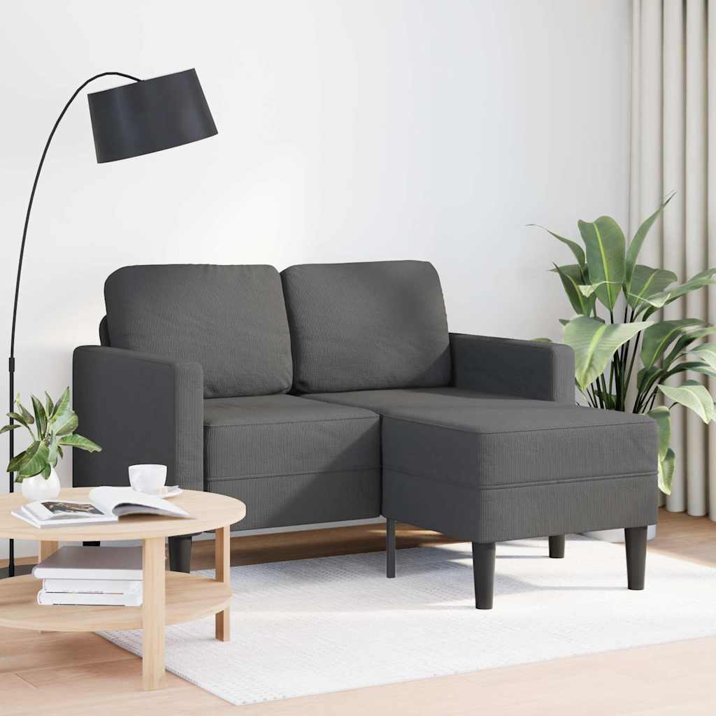 2-Sitzer-Sofa mit Chaiselongue L-Form Dunkelgrau 125 cm Leinen 2-Sitzer-Sofa mit Chaiselongue L-Form Dunkelgrau 125 cm Leinen