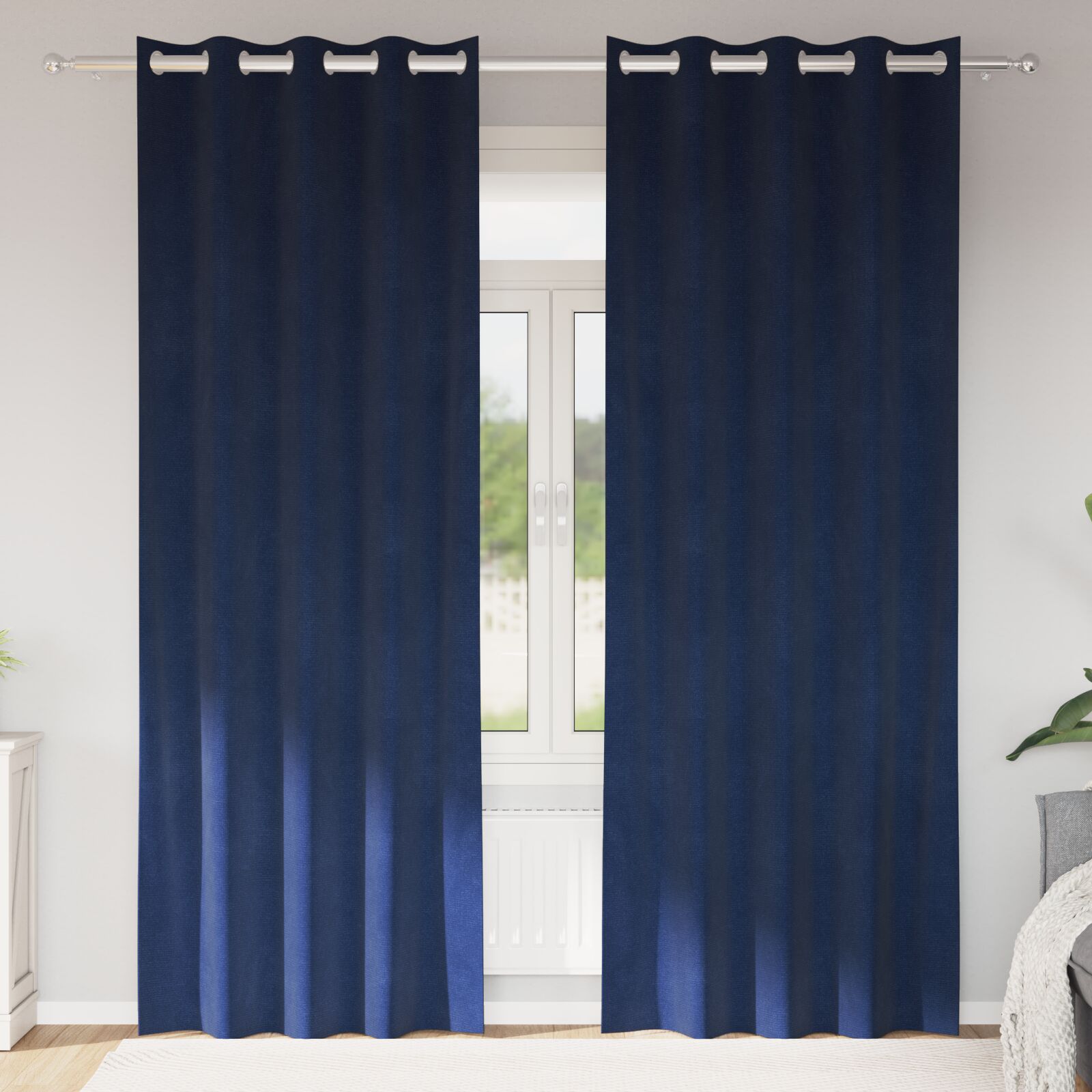 vidaXL Verdunkelungsvorhänge mit Ösen 2 Stück Dunkelblau Velvet