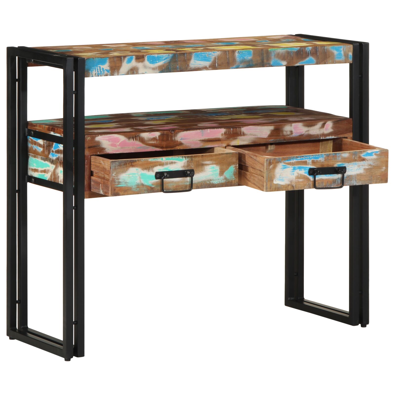 vidaXL Beistelltische Mehrfarbig 90x33x75 cm Massivholz Altholz und Metall