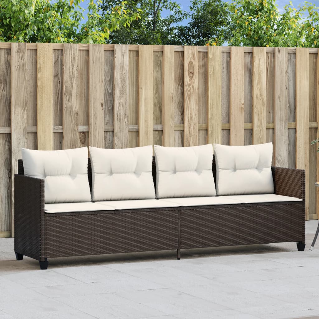 Sonnenliege mit Kissen Braun Poly Rattan Sonnenliege mit Kissen Braun Poly Rattan