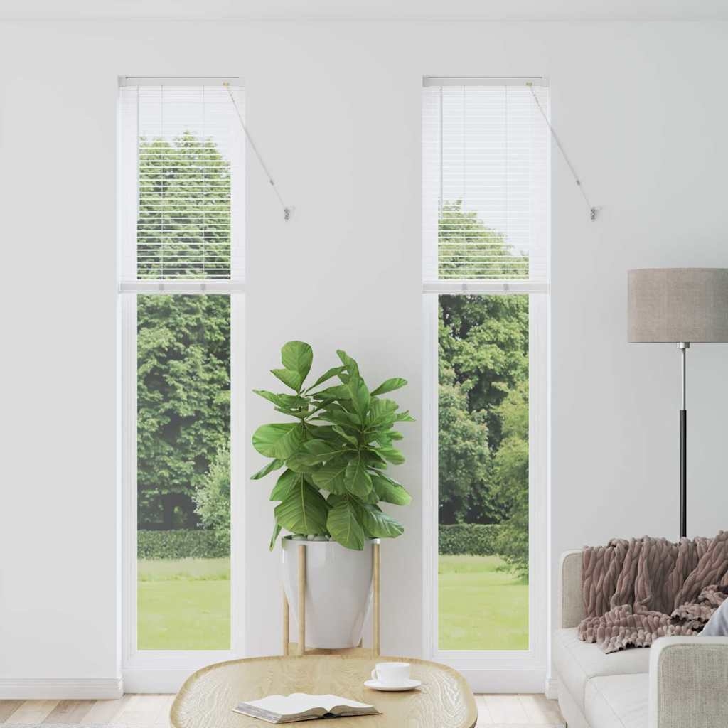 Fenster Jalousie mit Vorhängen Sonstiges Weiß 80 x 130 cm Aluminium
