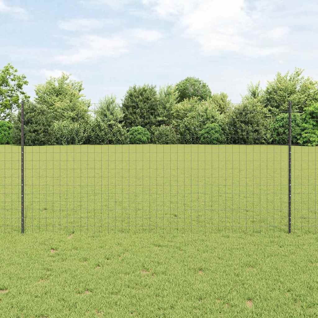 Zaun mit Pfosten Grau 1.2 x 25 m Pulverbeschichteter Stahl