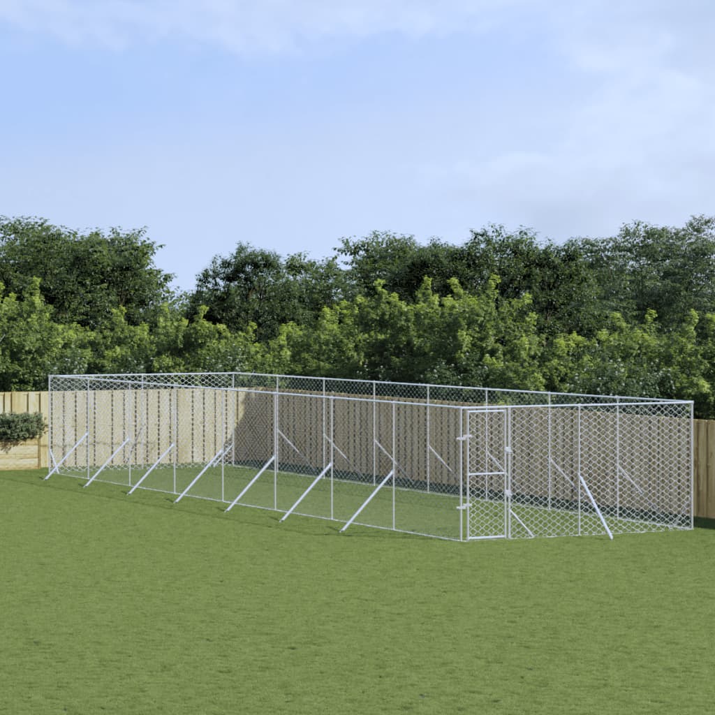 Outdoor-Hundezwinger Silbern 4x16x2 m Verzinkter Stahl Outdoor-Hundezwinger Silbern 4x16x2 m Verzinkter Stahl