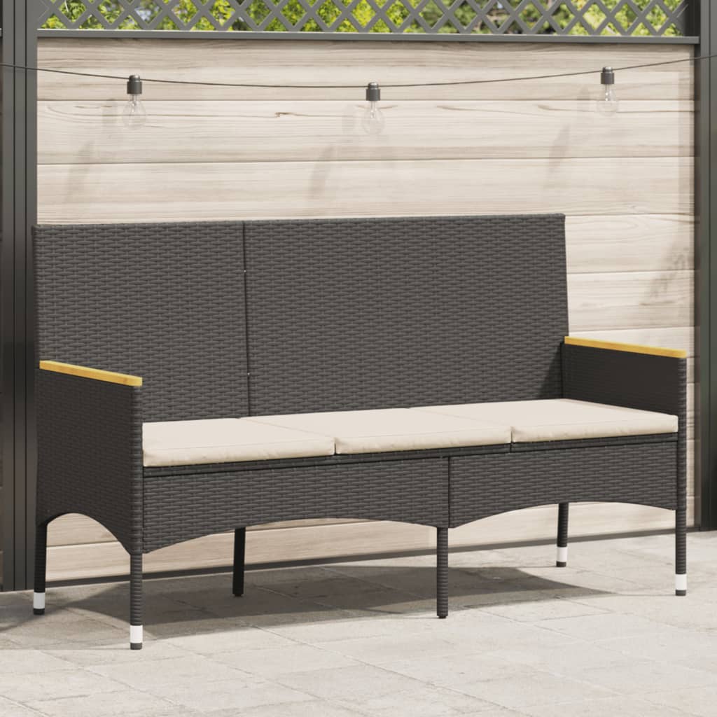 Gartenbank 3-Sitzer mit Kissen Schwarz Poly Rattan Gartenbank 3-Sitzer mit Kissen Schwarz Poly Rattan