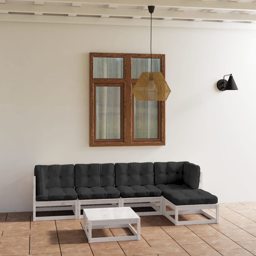 6-tlg. Garten-Lounge-Set mit Kissen Kiefer Massivholz