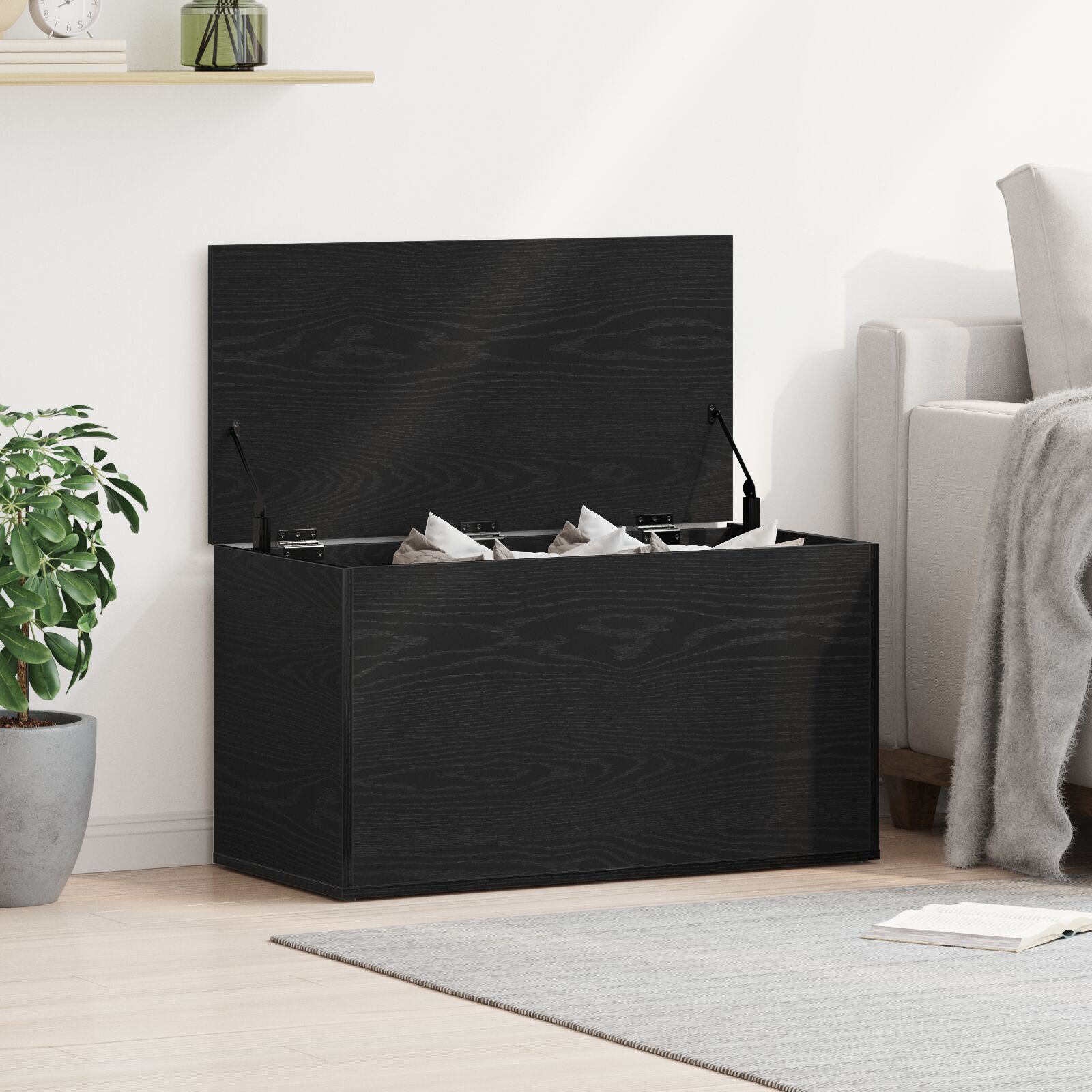 vidaXL Aufbewahrungstruhe Schwarz Eiche 84x42x46 cm Holzwerkstoff