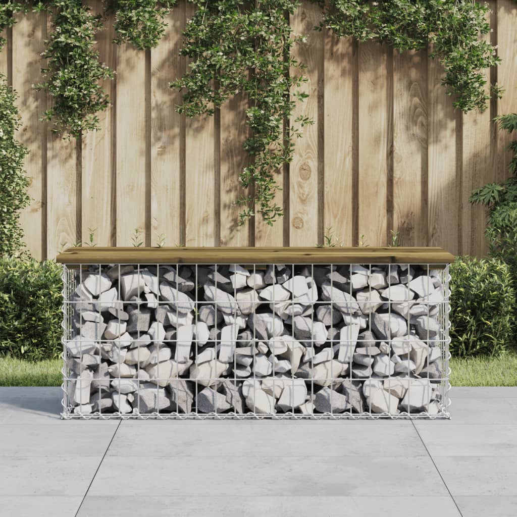 Gartenbank aus Gabionen 103x31,5x42 cm Kiefernholz Imprägniert Gartenbank aus Gabionen 103x31,5x42 cm Kiefernholz Imprägniert