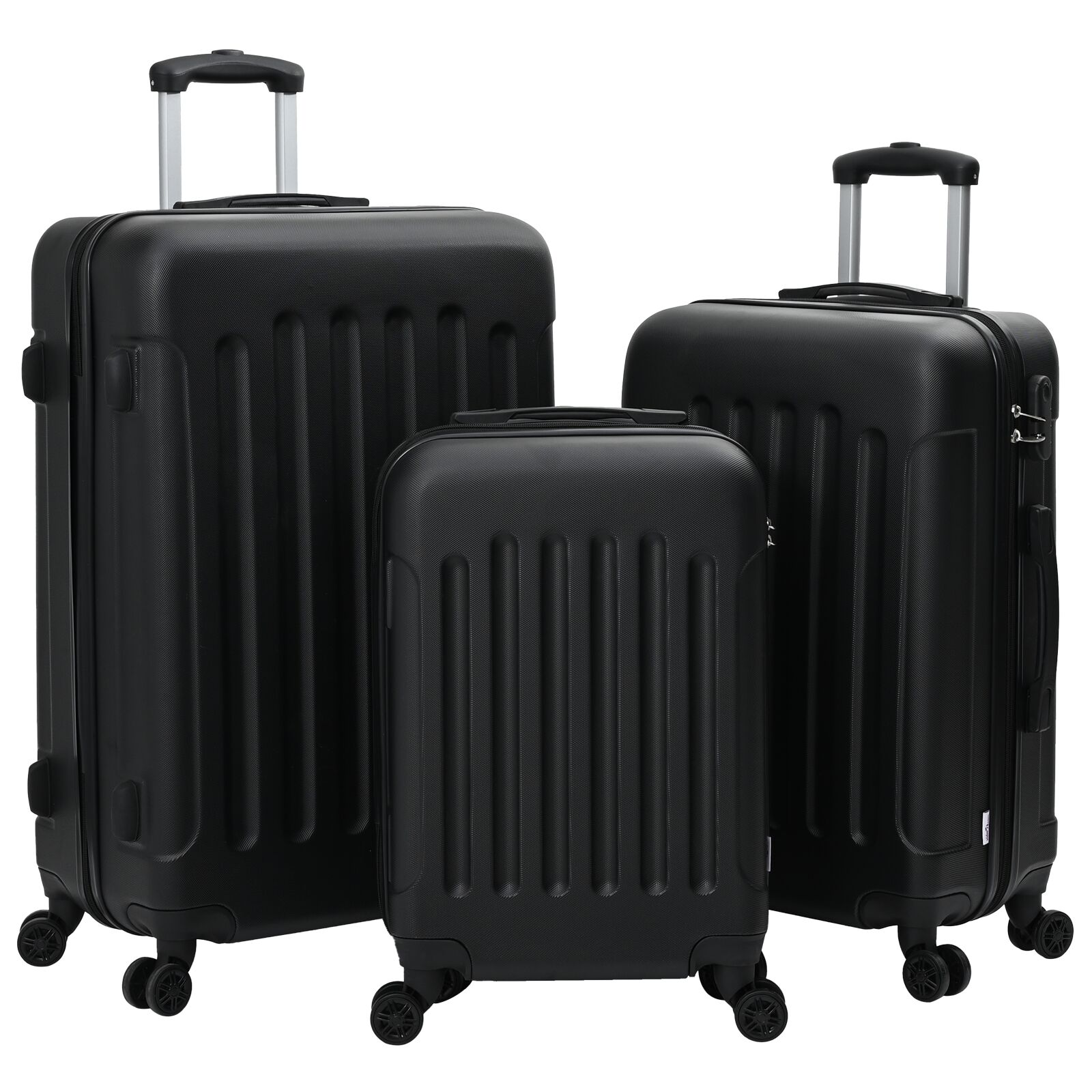 Koffer Set 3 Teile Hartschale Schwarz 20" 24" 28" ABS