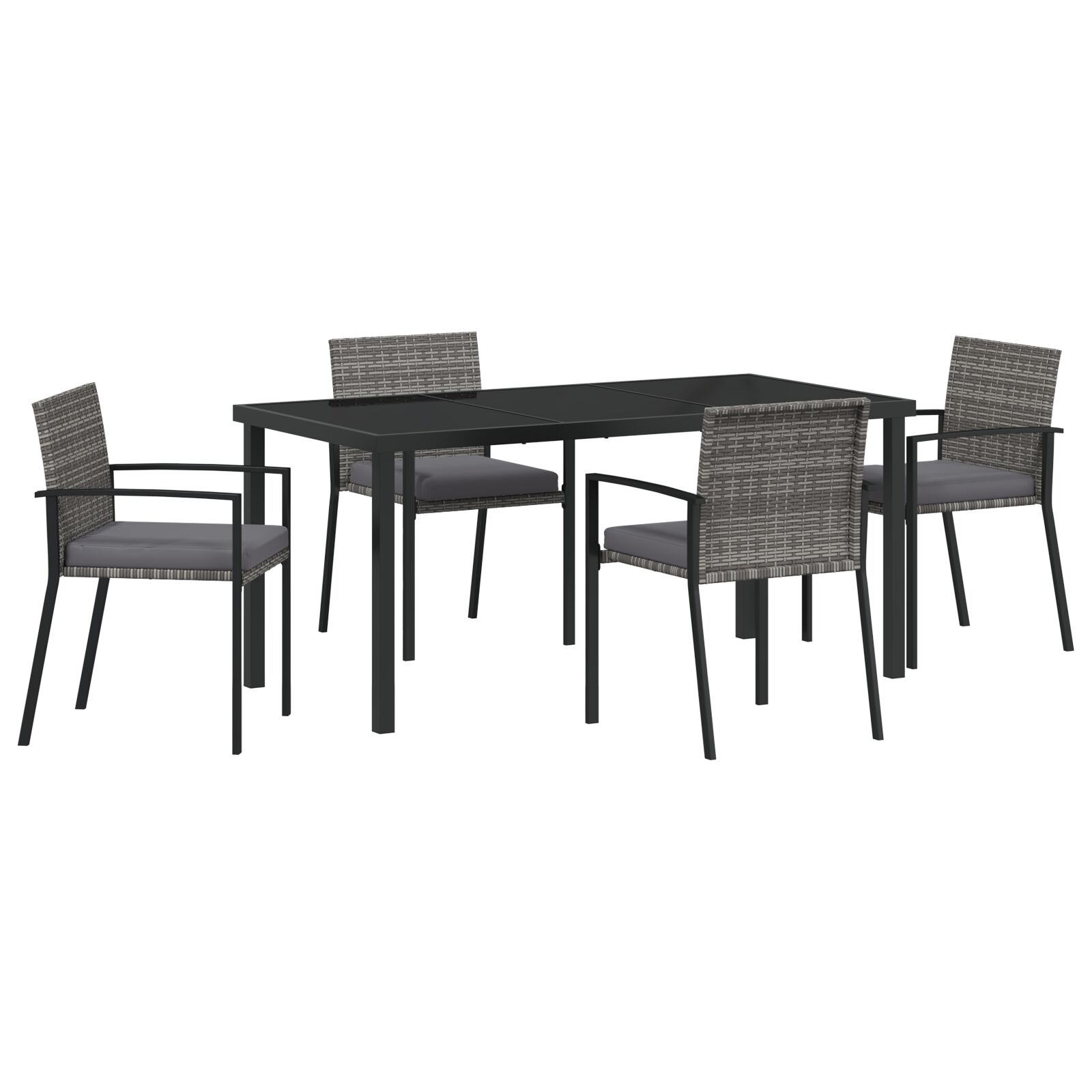 5-teilige Garten Essgruppe Grau Poly Rattan 5-teilige Garten Essgruppe Grau Poly Rattan