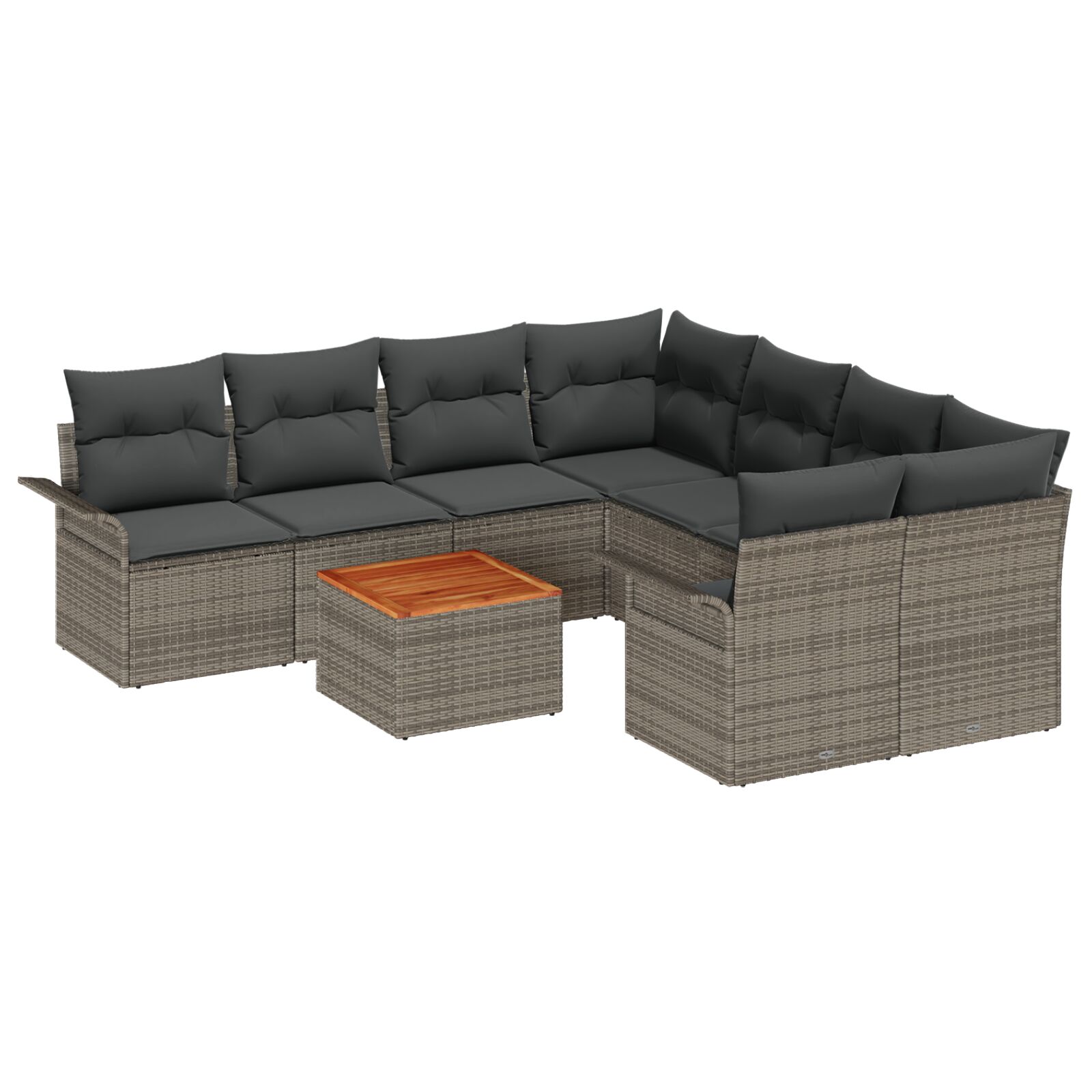 9-teiliges Garten Sofa Set mit Kissen Grau Poly Rattan Acacia, 2-Sitzer Garten Sofa mit Stauraum und Kissen Grau Poly Rattan 9-teiliges Garten Sofa Set mit Kissen Grau Poly Rattan Acacia, 2-Sitzer Garten Sofa mit Stauraum und Kissen Grau Poly Rattan
