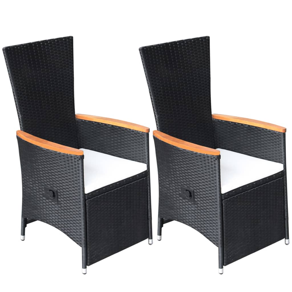 Garten-Liegestühle 2 Stk. mit Auflagen Poly Rattan Schwarz Garten-Liegestühle 2 Stk. mit Auflagen Poly Rattan Schwarz
