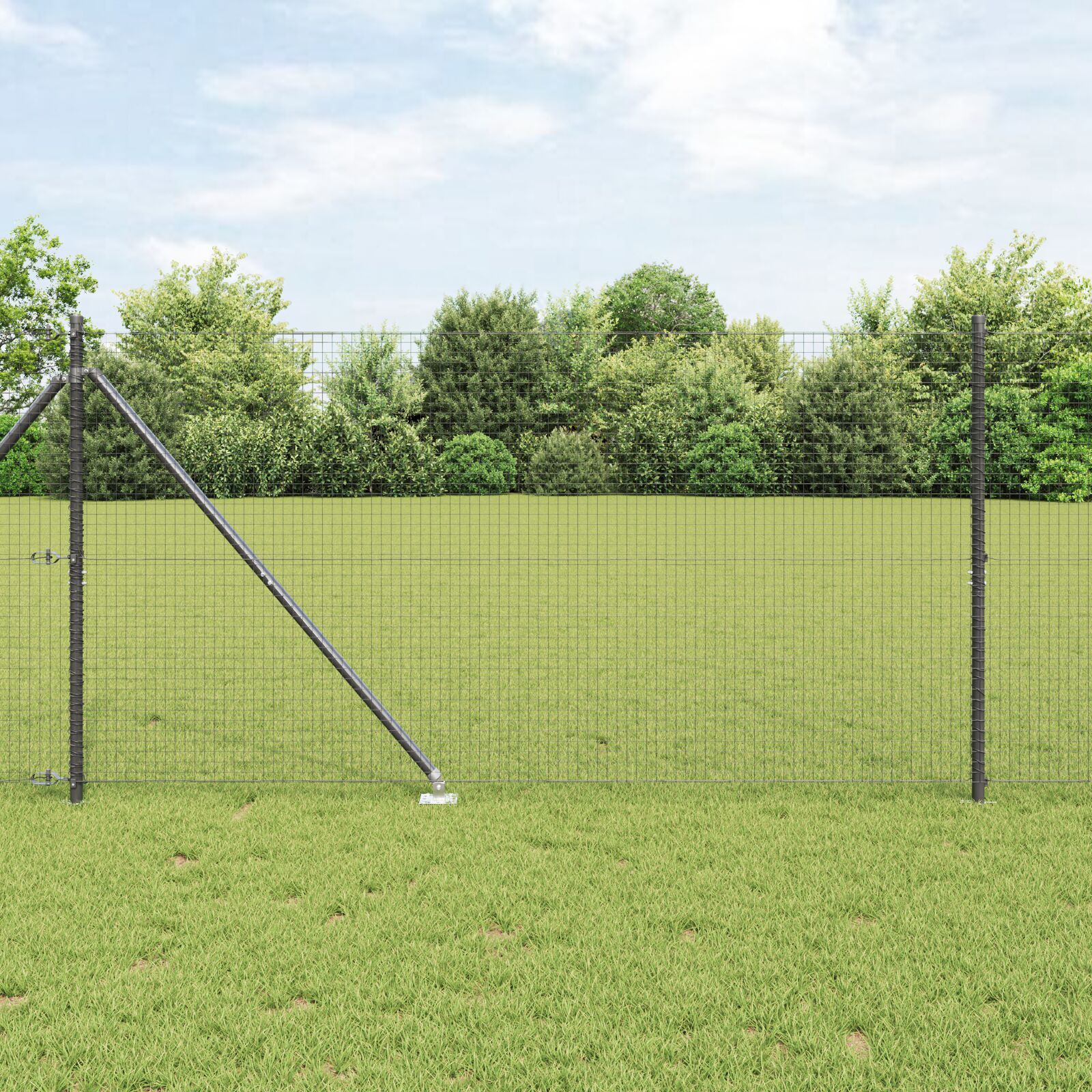 Geschweißter Maschendrahtzaun mit 13 Spike-Posts Grau 1,4x25 m Stahl