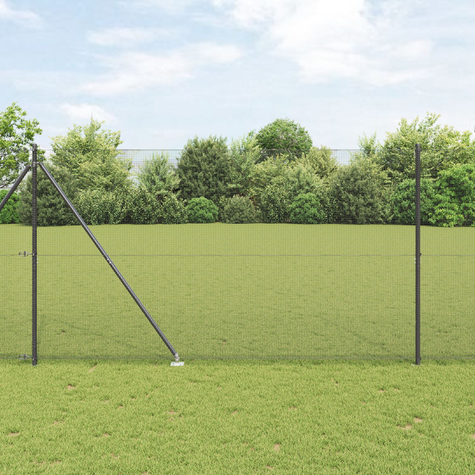 Schweissdrahtzaun mit 13 Stiftpfosten Grau 1.5x50 m Stahl
