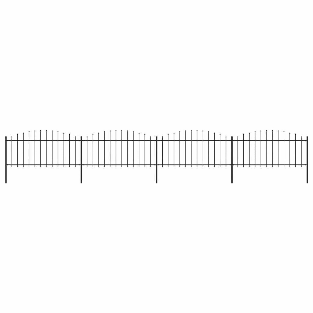 Gartenzaun mit Speerspitzen Stahl (0,5 - 0,75) x 6,8 m Schwarz