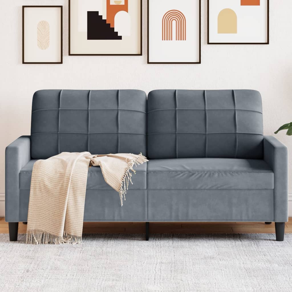 2-Sitzer-Sofa Dunkelgrau 140 cm Samt 2-Sitzer-Sofa Dunkelgrau 140 cm Samt