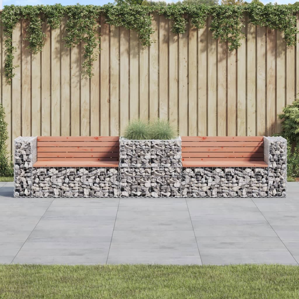 Gartenbank mit Gabione Massivholz Douglasie Gartenbank mit Gabione Massivholz Douglasie