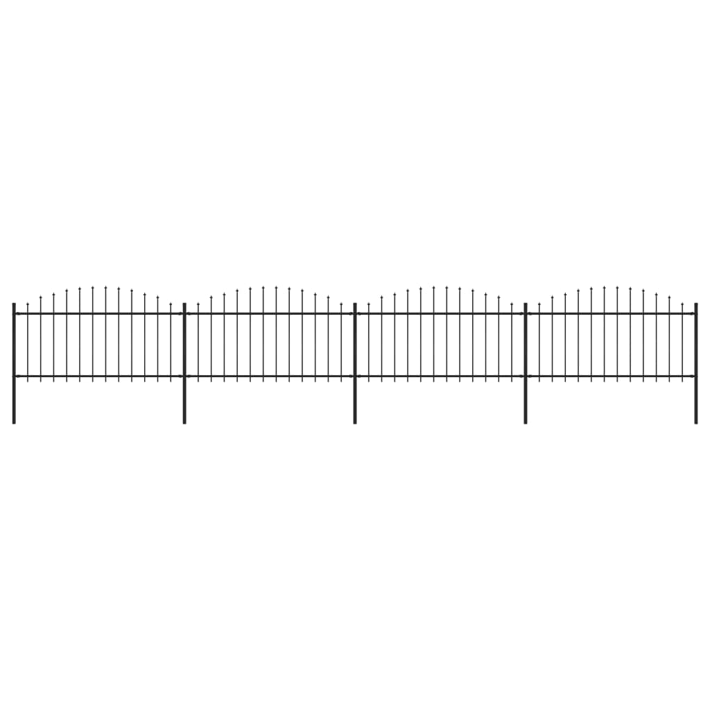 Gartenzaun mit Speerspitzen Stahl (1,25 - 1,5) x 6,8 m Schwarz