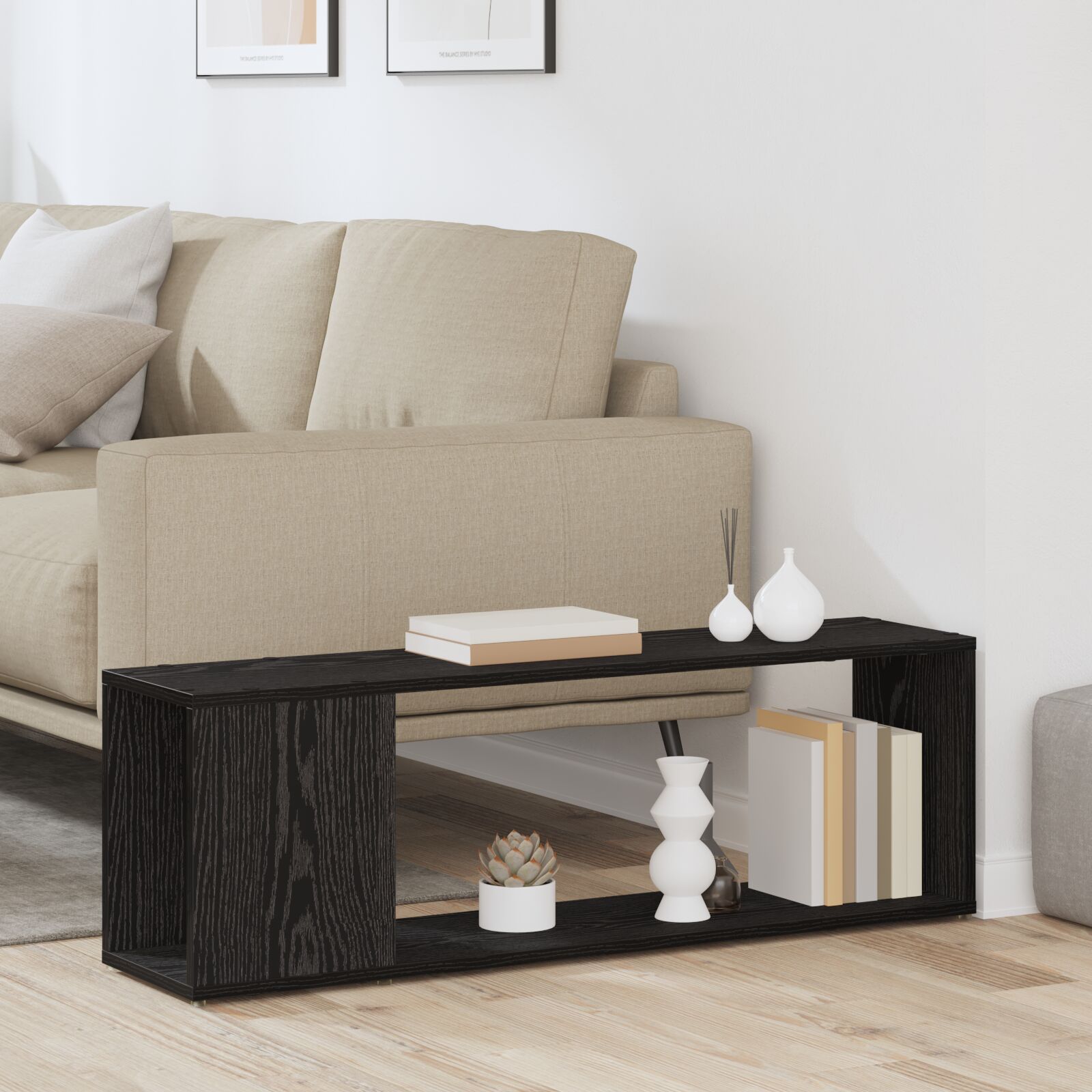 vidaXL Bücherregal Schwarz Eiche 100x24x32 cm Holzwerkstoff