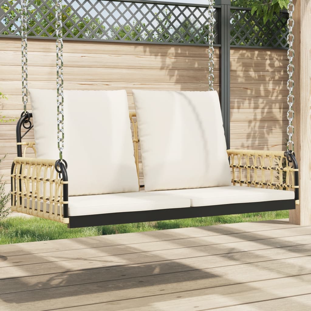 Hängebank mit Kissen 105x58x38 cm Poly Rattan und Stahl Hängebank mit Kissen 105x58x38 cm Poly Rattan und Stahl