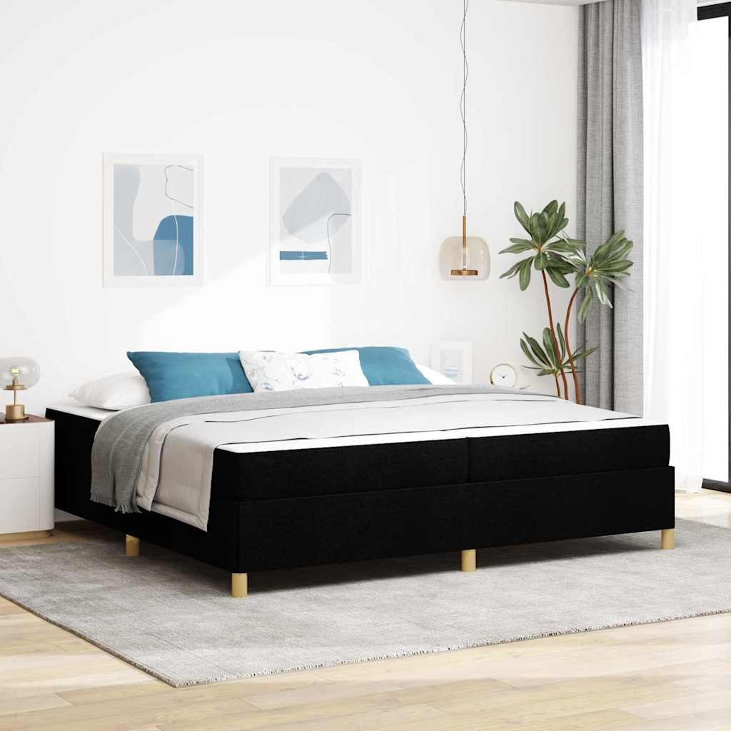 Boxspringbett Schwarz und Weiß und Schwarz 200 x 200 cm Stoff