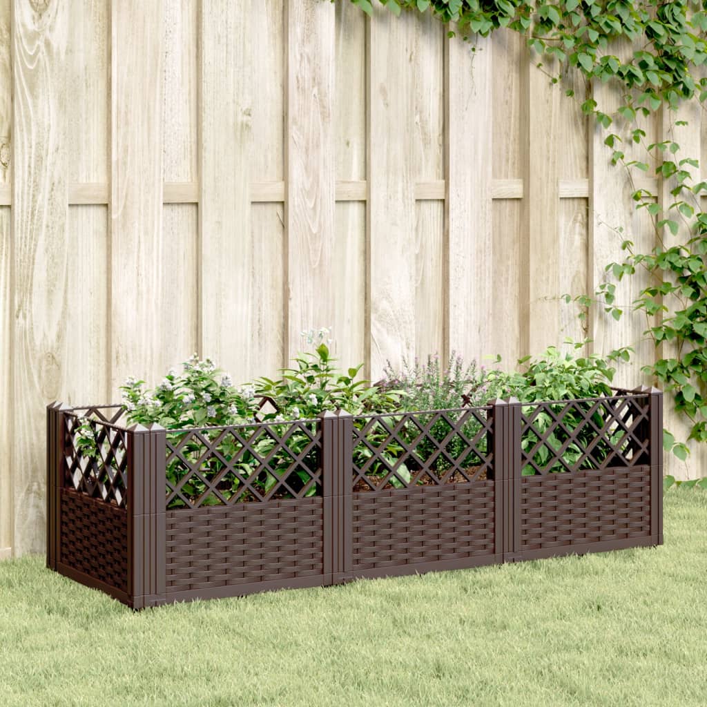 Pflanzkasten mit Erdspießen Braun 123,5x43,5x43,5 cm PP Pflanzkasten mit Erdspießen Braun 123,5x43,5x43,5 cm PP