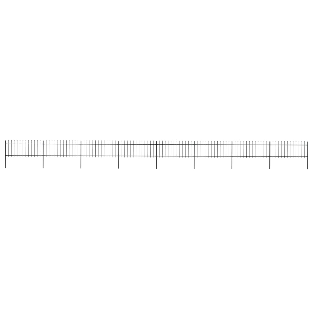 Gartenzaun mit Speerspitzen Stahl 13,6 x 0,8 m Schwarz